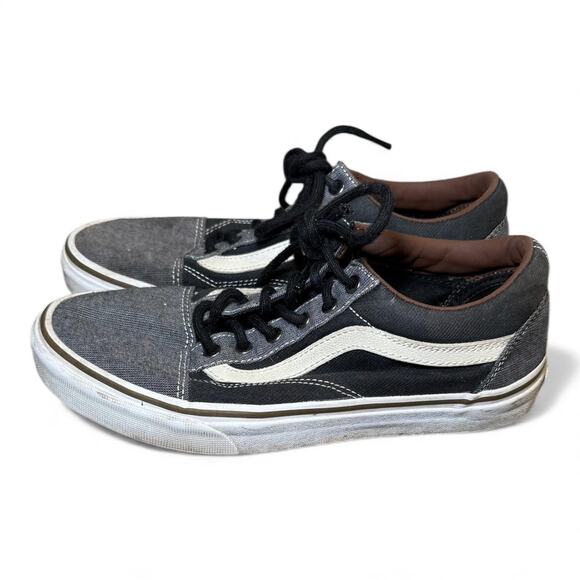 US 5 Vans Old Skool – Black/Gray Canvas Low-Top Waffle Sole - Picture 3 of 7
